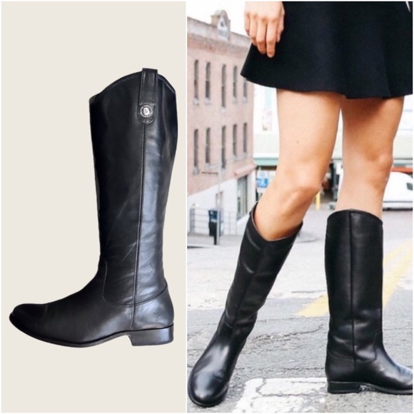 Frye Shoes - Frye Melissa Button Black Leather Classic Boots